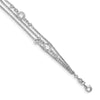 Quality Gold Sterling Silver Rhodium-plated CZ 3-strand Bracelet