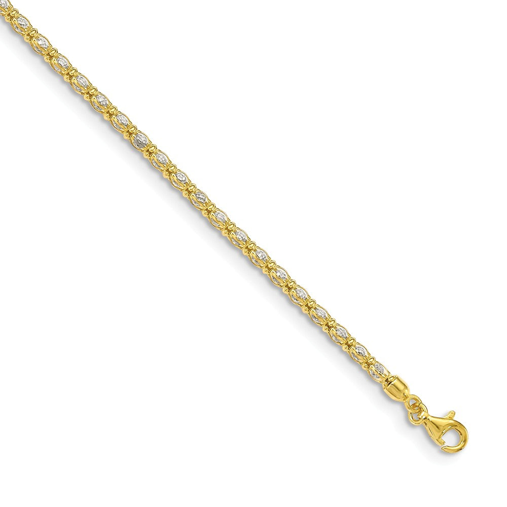 Quality Gold Sterling Silver Gold-tone Enclosed CZ Chain Bracelet