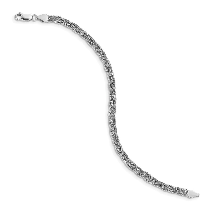 Quality Gold Sterling Silver Rhodium-plated Braided Beads & Snake Chain Bracelet