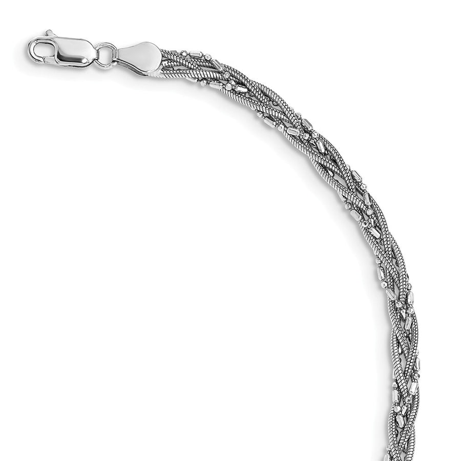 Quality Gold Sterling Silver Rhodium-plated Braided Beads & Snake Chain Bracelet