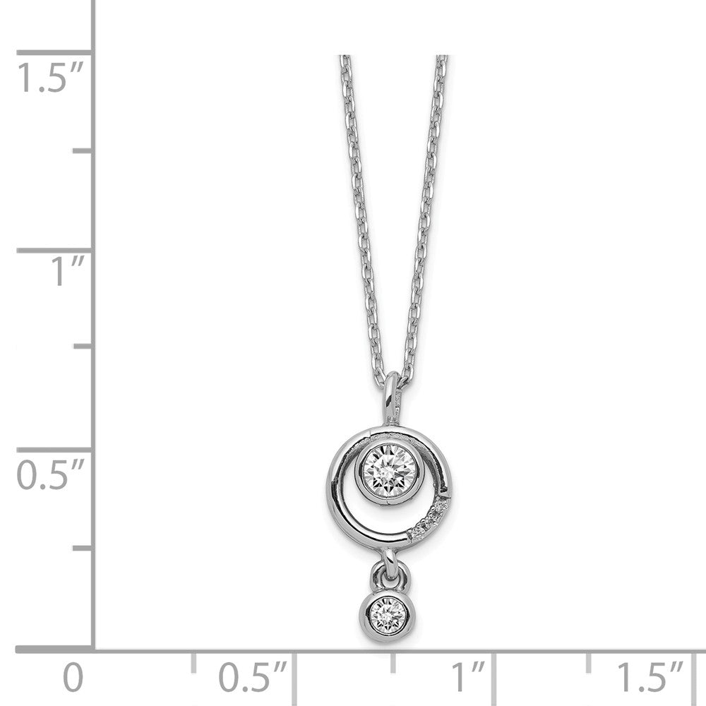 Quality Gold Sterling Silver Circle CZ Dangle Necklace