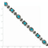 Quality Gold Sterling Silver Rhodium-plated Synth Turquoise and Marcasite Bracelet