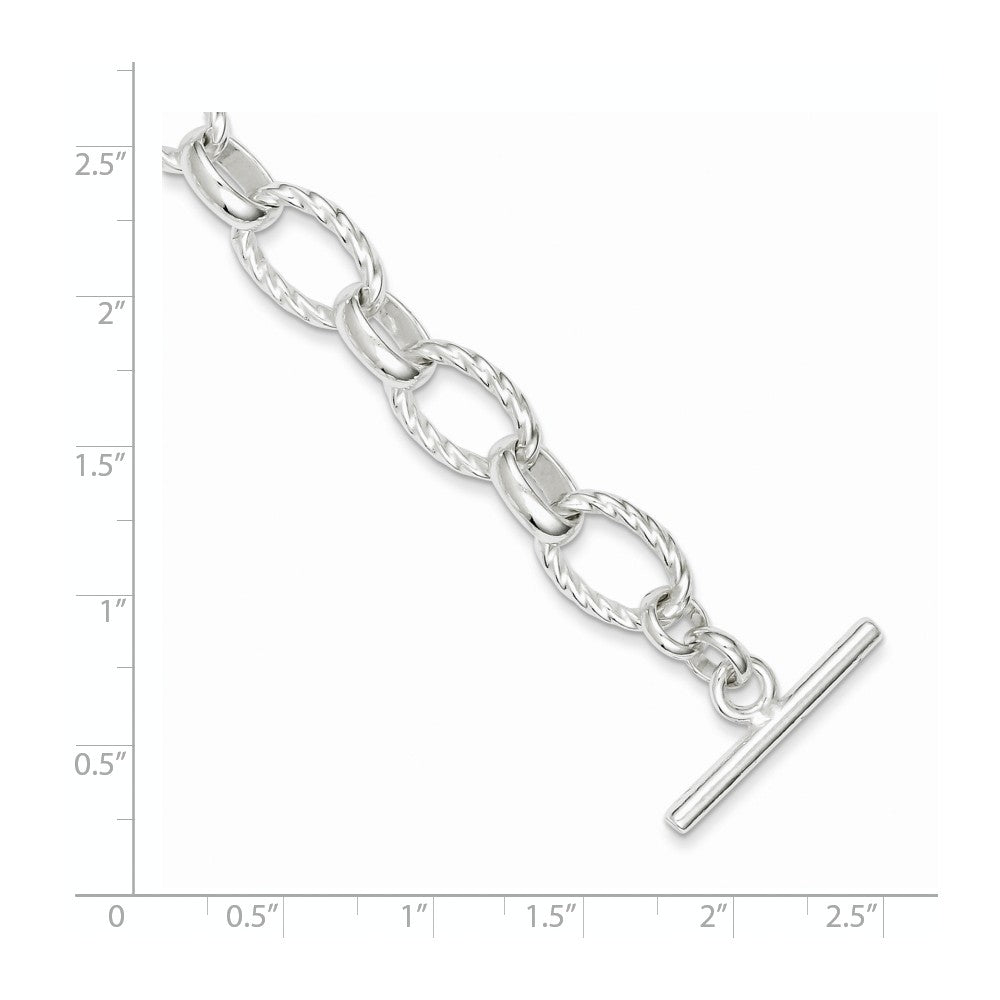 Quality Gold Sterling Silver 8.75inch Polished Fancy Link Toggle Bracelet