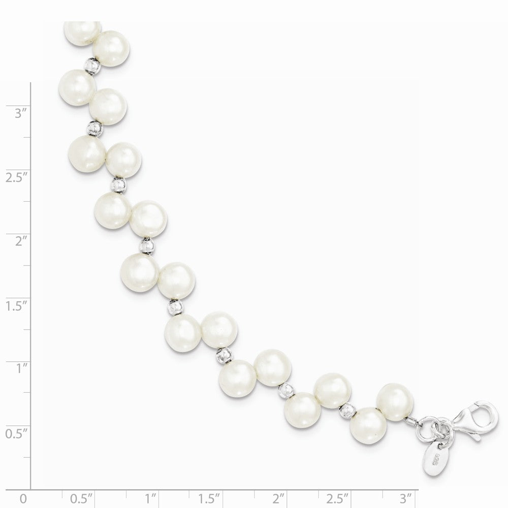 Quality Gold Sterling Silver FW Cultured Button Pearl 7.5in Bracelet