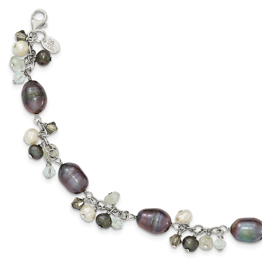 Quality Gold Sterling Silver Crystal FW Cultured Pearl Bracelet