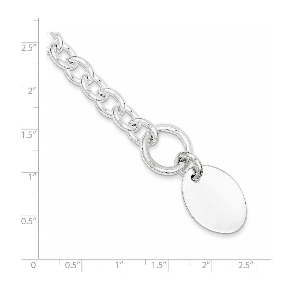 Quality Gold Sterling Silver Engraveable Oval Disc on Fancy Link Bracelet