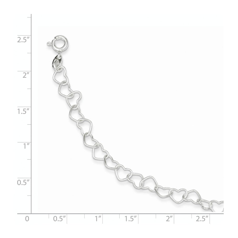 Quality Gold Sterling Silver 8inch Polished Fancy Heart Link Bracelet