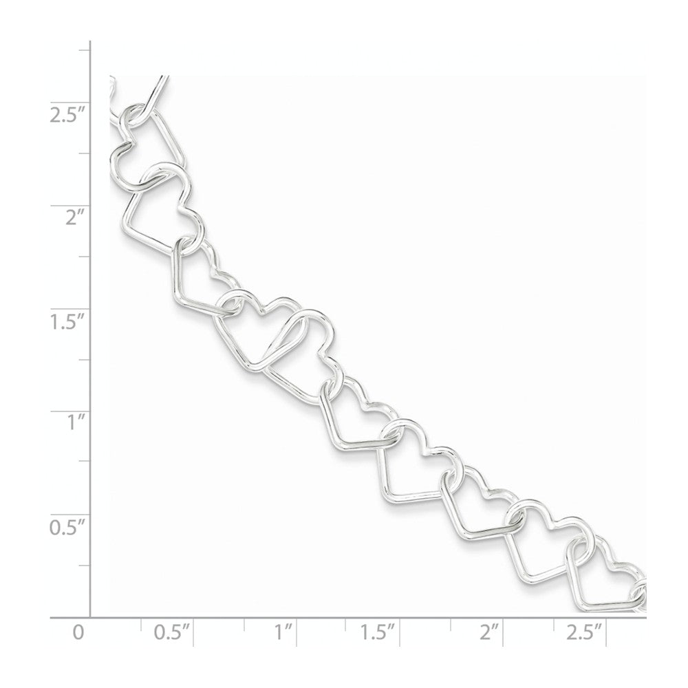 Quality Gold Sterling Silver 8inch Polished Fancy Large Heart Link Bracelet