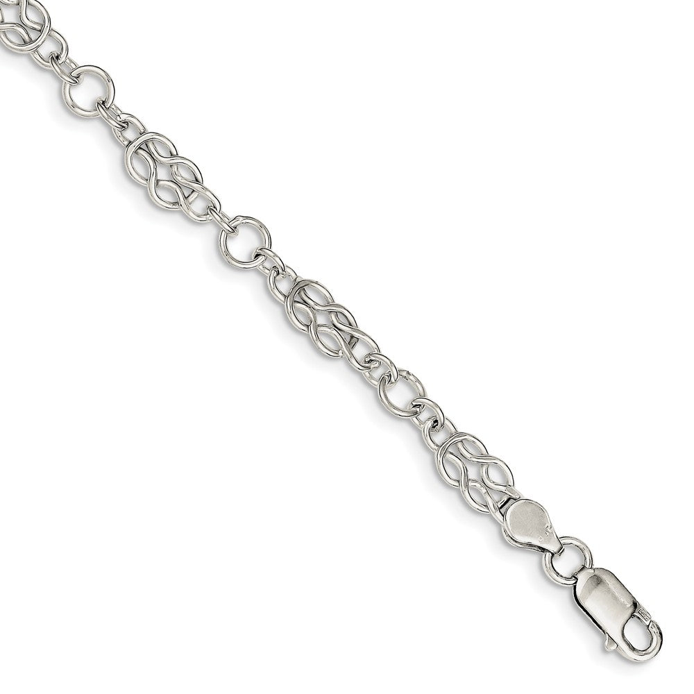 Quality Gold Sterling Silver 7.5inch Polished Fancy Knot-Link Bracelet