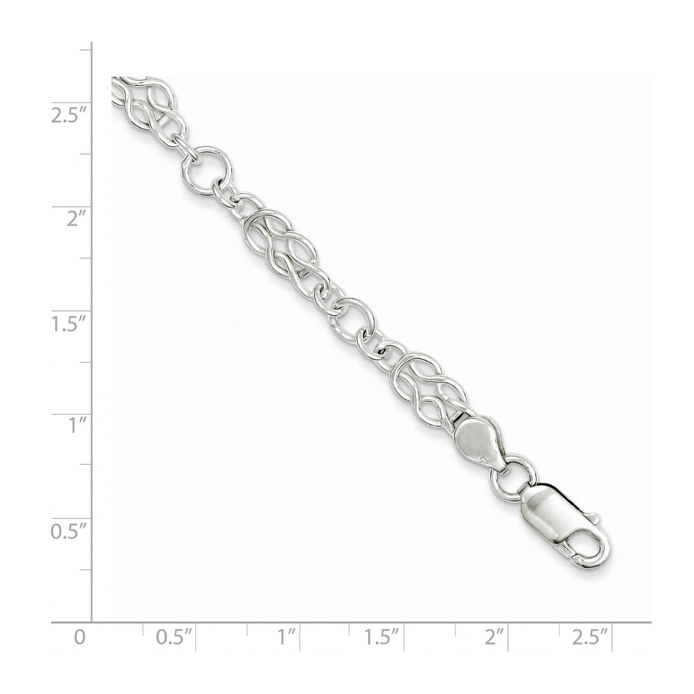 Quality Gold Sterling Silver 7.5inch Polished Fancy Knot-Link Bracelet