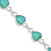 Quality Gold Sterling Silver Rhodium-plated Polished Heart-shaped Turquoise Bracelet