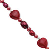 Quality Gold Sterling Silver Red Jade Hearts FW Cultured Pearl Bracelet