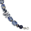 Quality Gold Sterling Silver Sodalite & Grey FW Cultured Pearl Bracelet