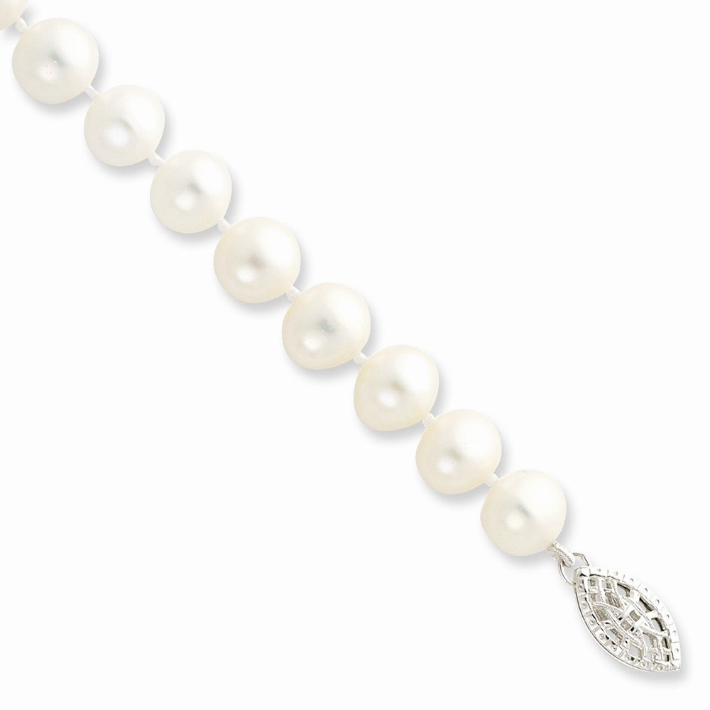 Quality Gold Sterling Silver Rhodium 7-8mm White Freshwater Cultured Pearl Bracelet