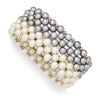 Quality Gold Sterling Silver White Grey 6-7mm FW Cultured Potato Pearl Stretch Bracelet