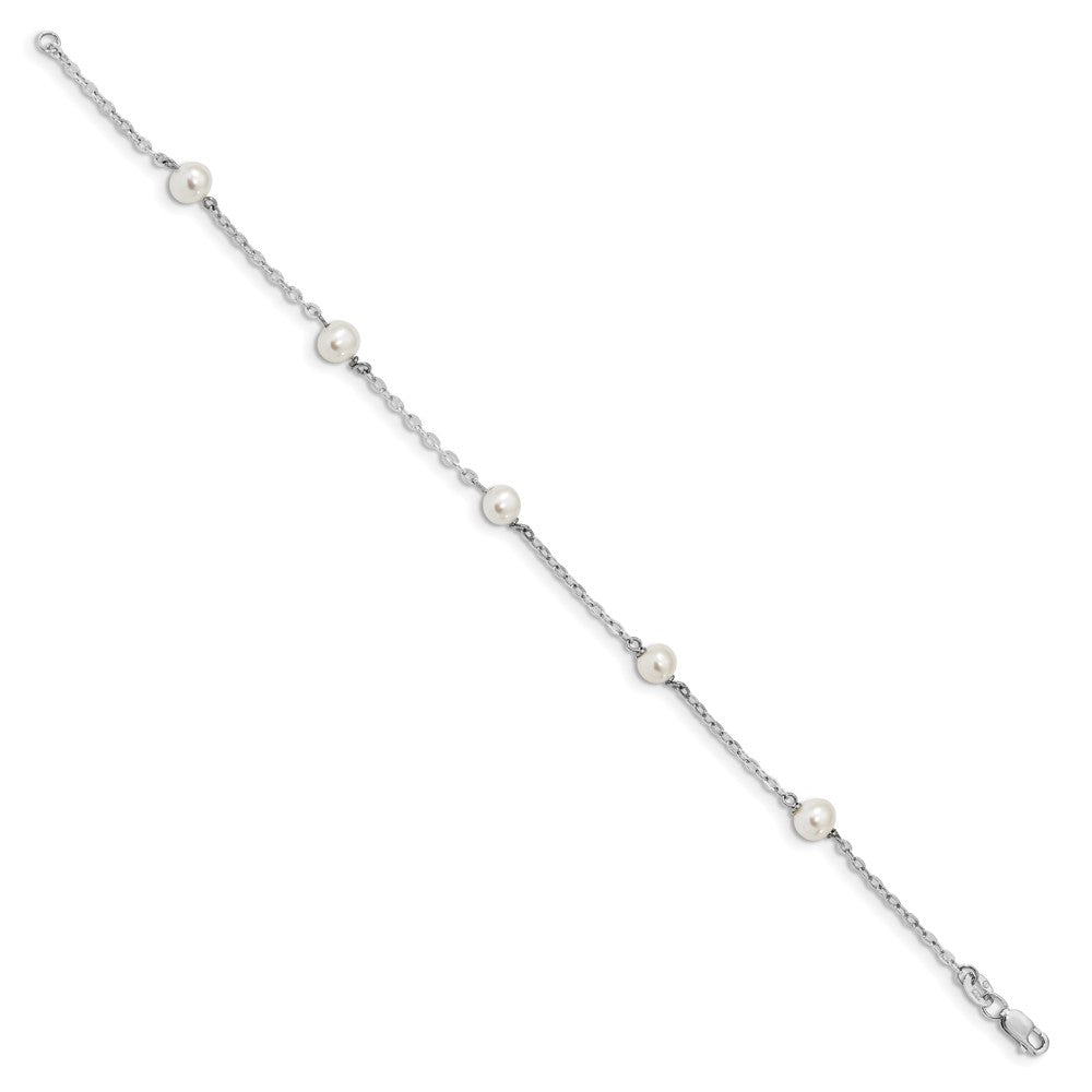 Quality Gold Sterling Silver Rh-plated FW Cultured Pearl Bracelet