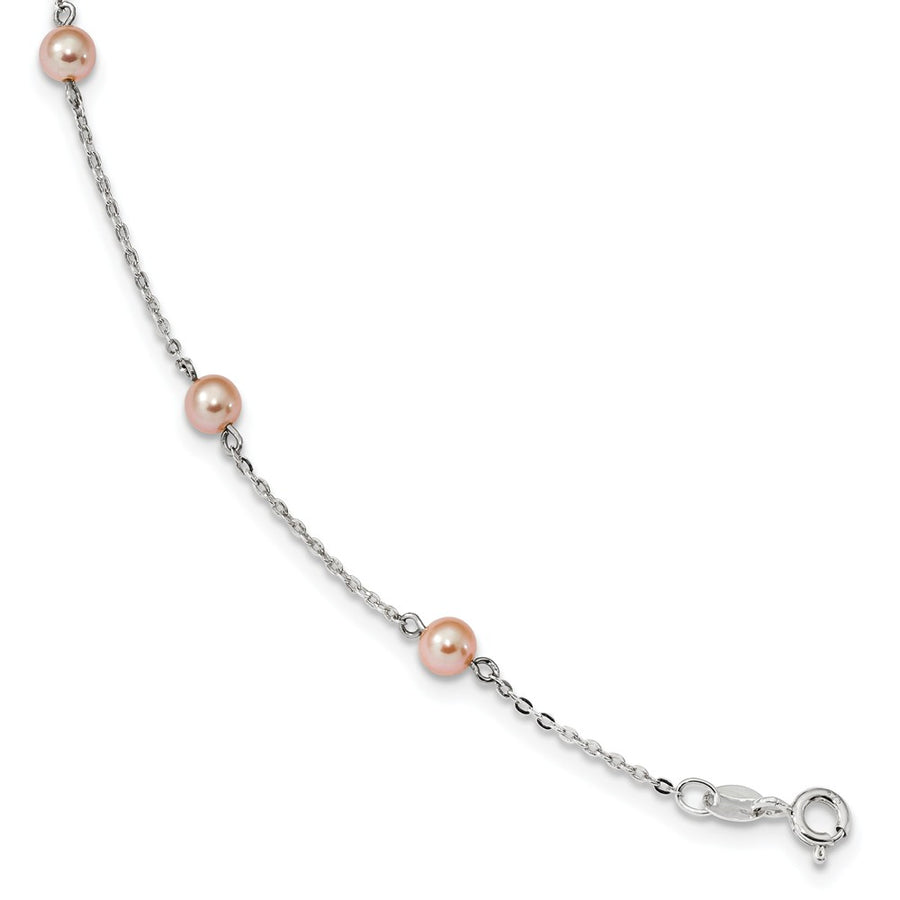 Quality Gold Sterling Silver Rh-plated Pink FW Cultured Pearl Bracelet