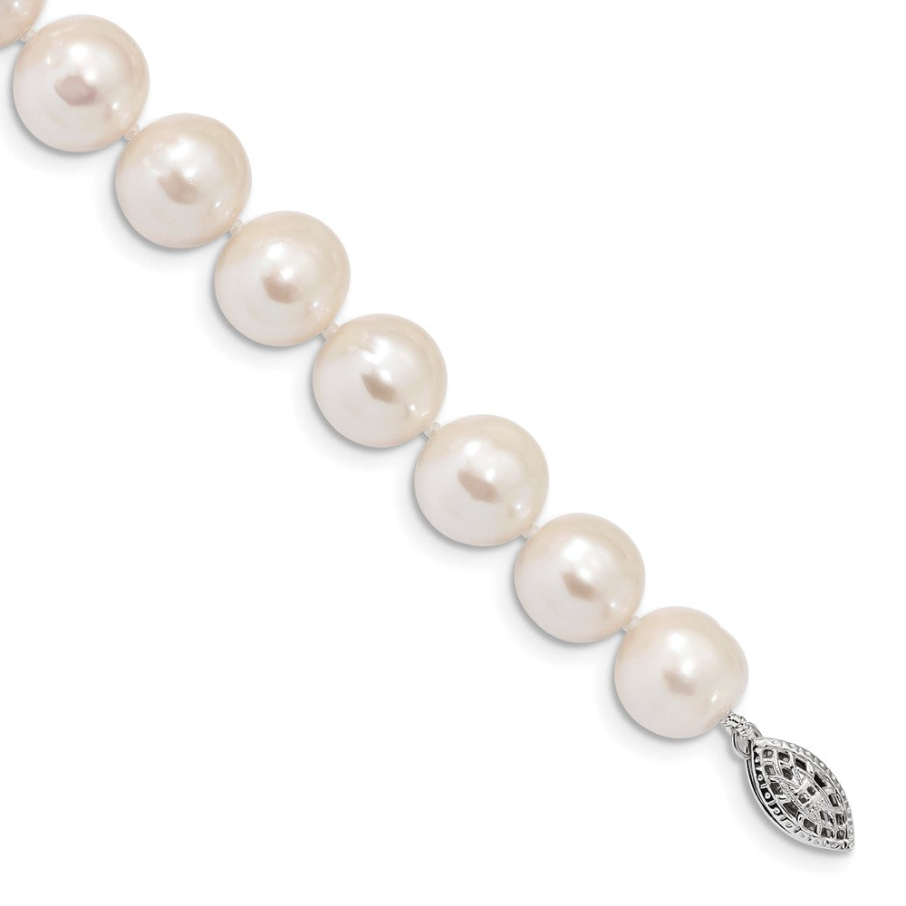 Quality Gold Sterling Silver Rhodium 11-12mm White FW Cultured Pearl Bracelet