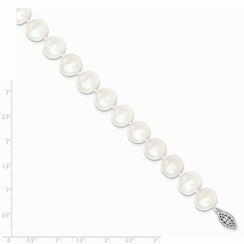 Quality Gold Sterling Silver Rhodium 11-12mm White FW Cultured Pearl Bracelet