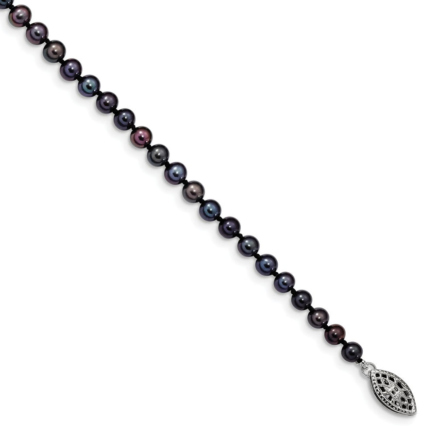 Quality Gold Sterling Silver Rhod-plated 4-5mm Black FWC Pearl Bracelet