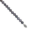 Quality Gold Sterling Silver Rhod-plated 7-8mm Black FW Cultured Pearl Bracelet