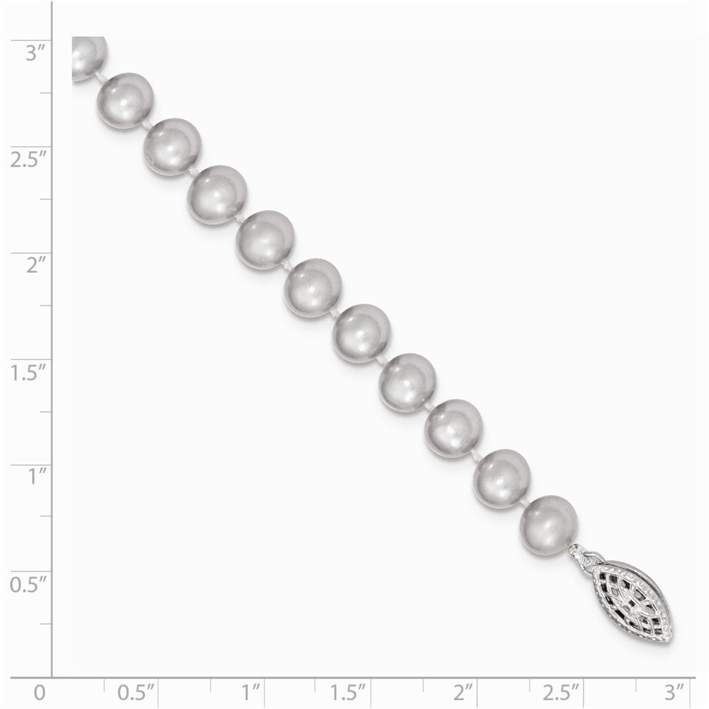 Quality Gold Sterling Silver Rhodium 6-7mm Grey FWC Pearl Bracelet