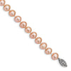 Quality Gold Sterling Silver Rhod-plated 7-8mm Pink FWC Pearl Bracelet