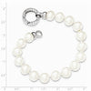 Quality Gold Sterling Silver Rhodium-plated 9-10mm White FWC Pearl CZ Fancy Bracelet