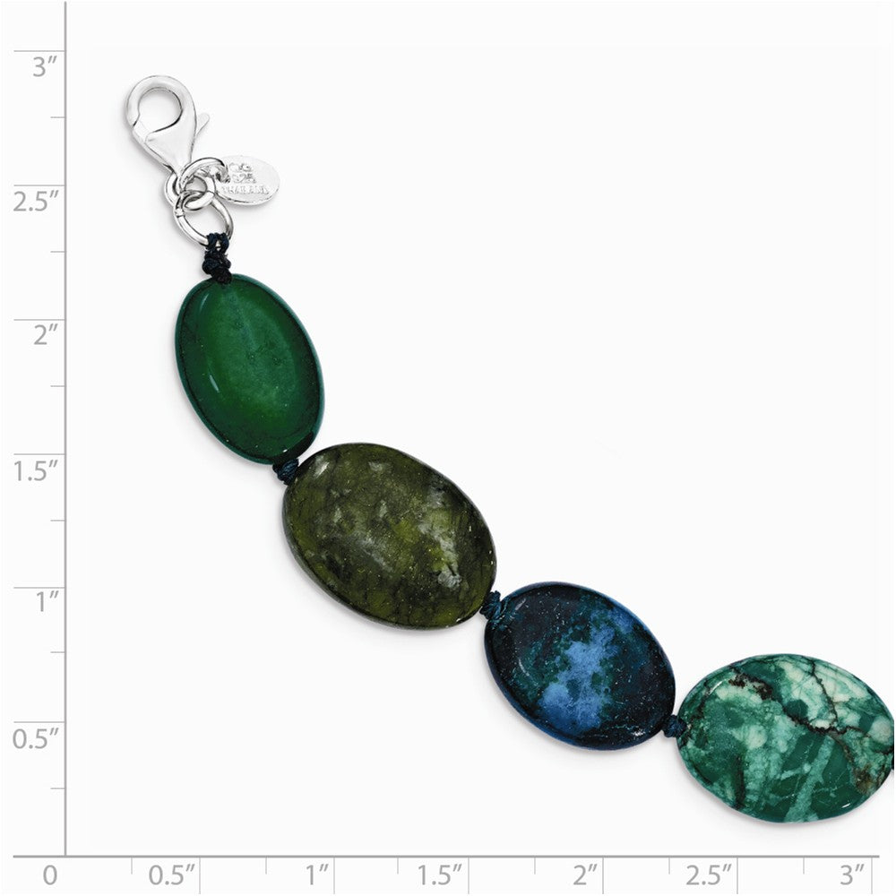 Quality Gold Sterling Silver Jade Crystal Jasper and Serpentine Bracelet