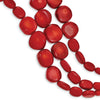 Quality Gold Sterling Silver Red Coral Triple Strand Bracelet