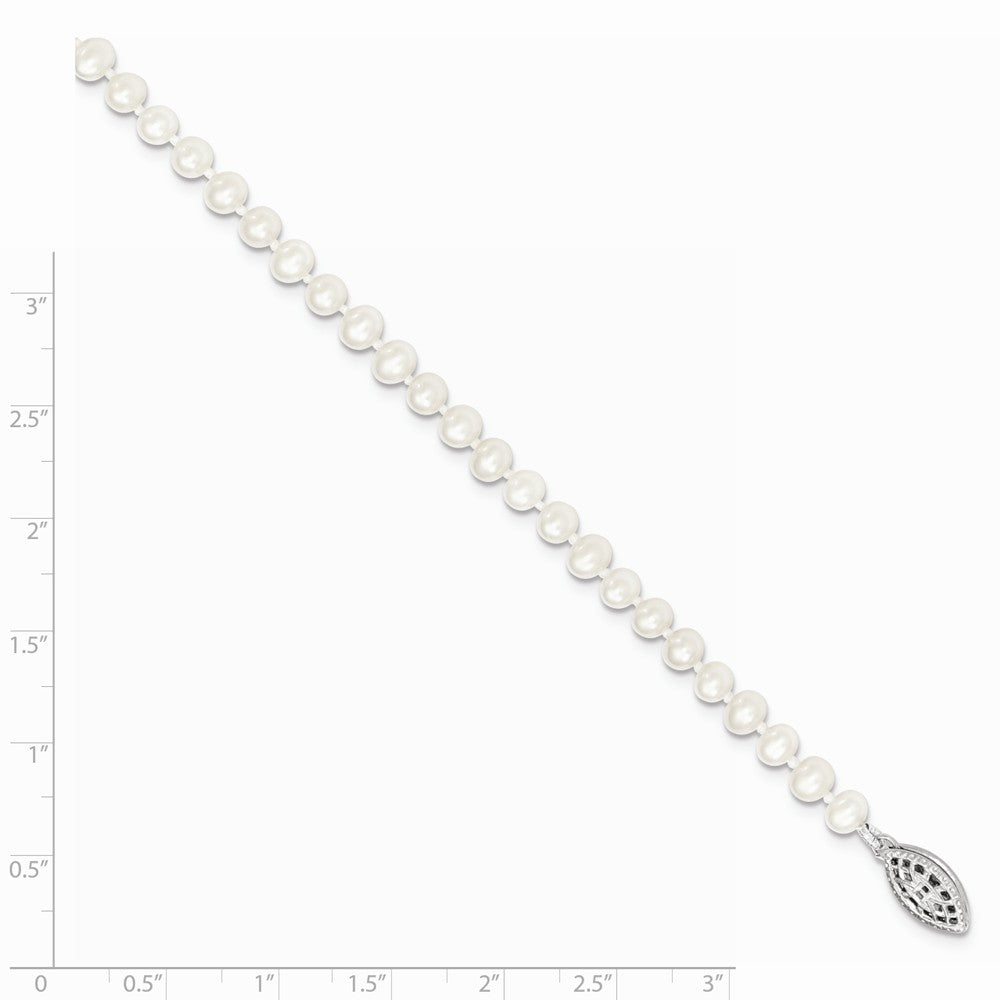 Quality Gold Sterling Silver Rhodium 4-5mm White FWC Pearl Bracelet