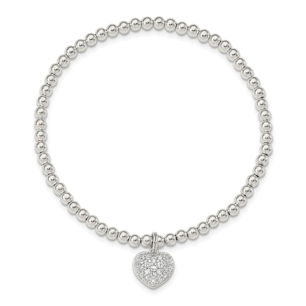 Quality Gold Sterling Silver CZ Heart Stretch Bracelet