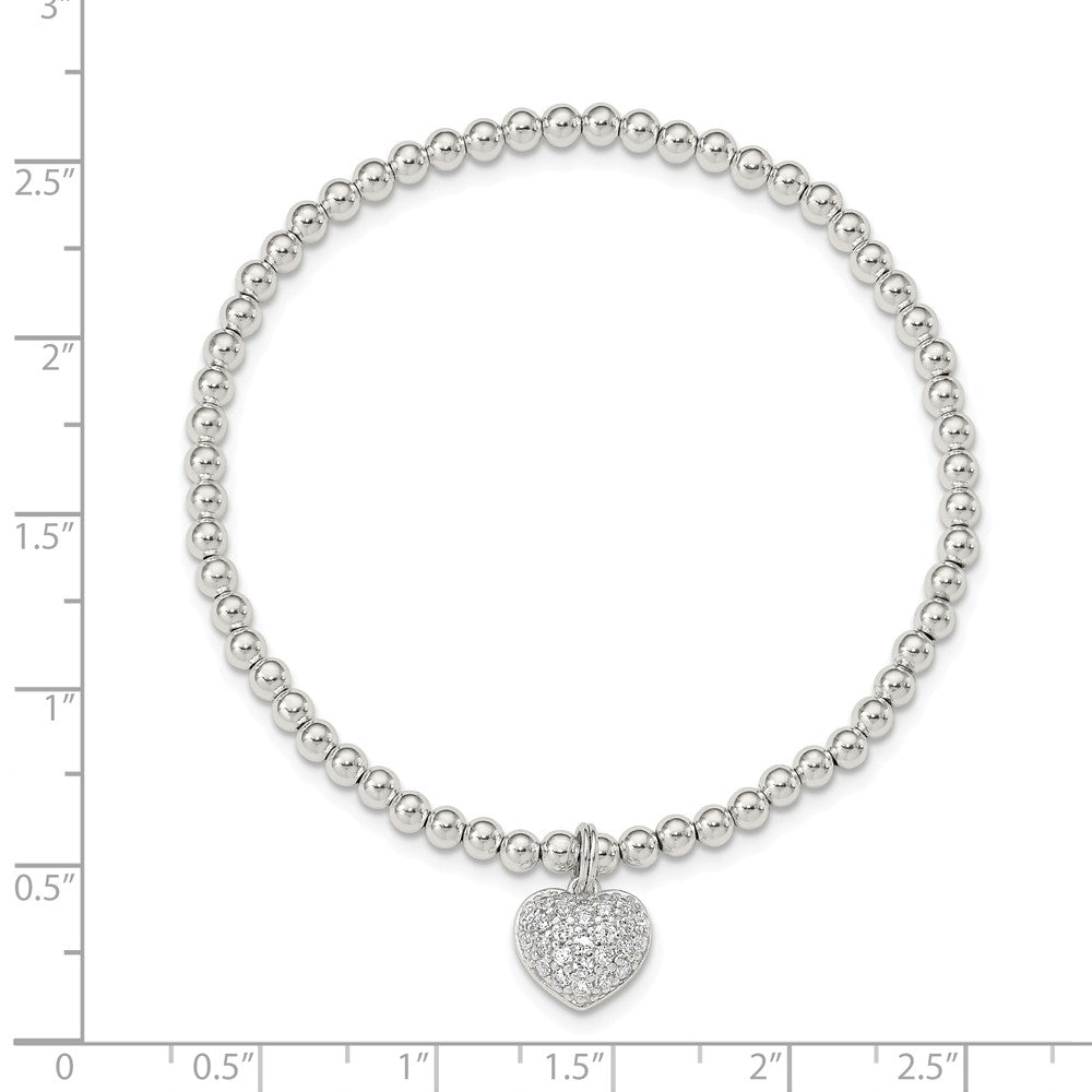 Quality Gold Sterling Silver CZ Heart Stretch Bracelet