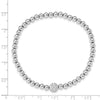 Quality Gold Sterling Silver Rhod-plated Polished CZ Beaded Stretch Bracelet