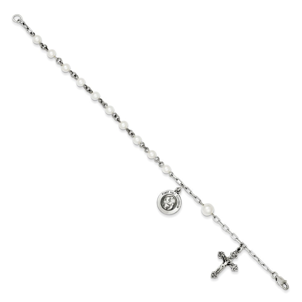 Quality Gold Sterling Silver FW Cultured Pearl Rosary Bracelet