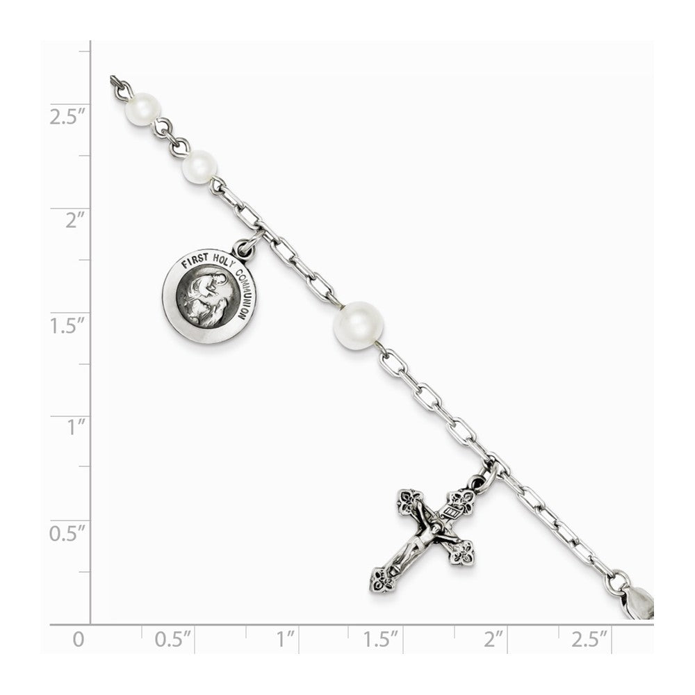 Quality Gold Sterling Silver FW Cultured Pearl Rosary Bracelet