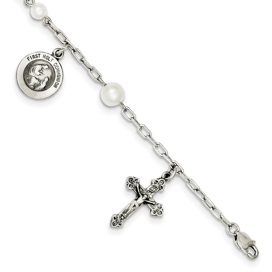 Quality Gold Sterling Silver FW Cultured Pearl Rosary Bracelet