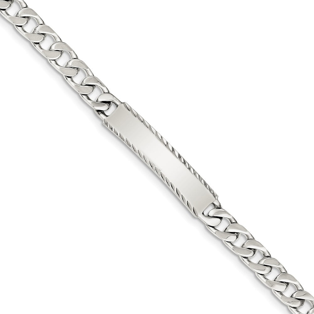 Quality Gold Sterling Silver Diamond-cut Engraveable Curb Link ID Bracelet