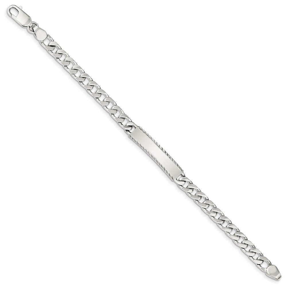 Quality Gold Sterling Silver Diamond-cut Engraveable Curb Link ID Bracelet