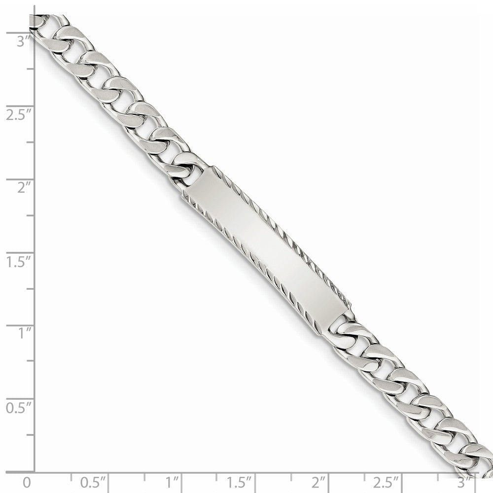 Quality Gold Sterling Silver Diamond-cut Engraveable Curb Link ID Bracelet