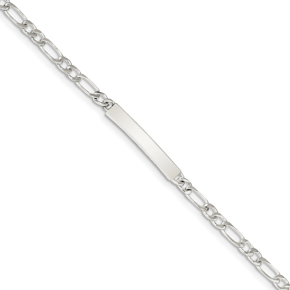 Quality Gold Sterling Silver 8inch Polished Engraveable Figaro Link ID Bracelet