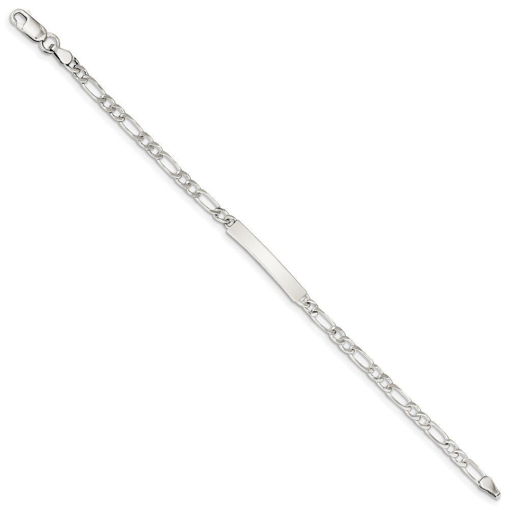 Quality Gold Sterling Silver 8inch Polished Engraveable Figaro Link ID Bracelet