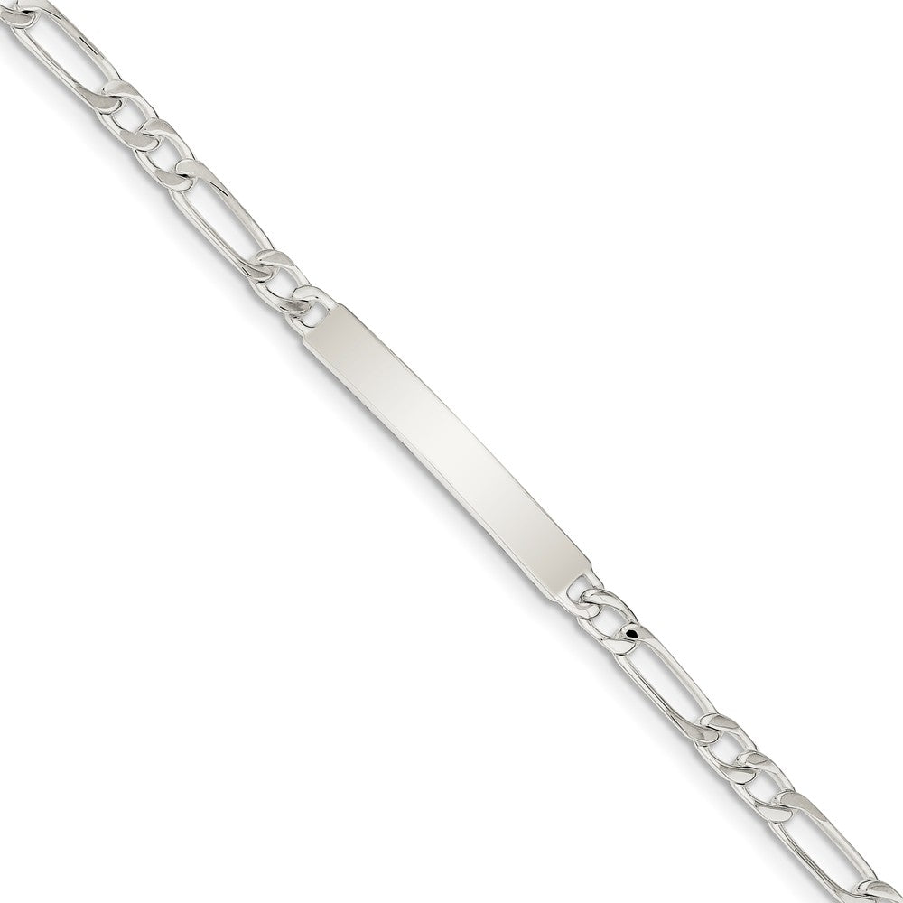 Quality Gold Sterling Silver 7inch Engraveable Figaro Link ID Bracelet