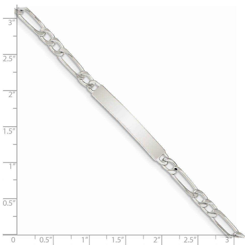Quality Gold Sterling Silver 7inch Engraveable Figaro Link ID Bracelet
