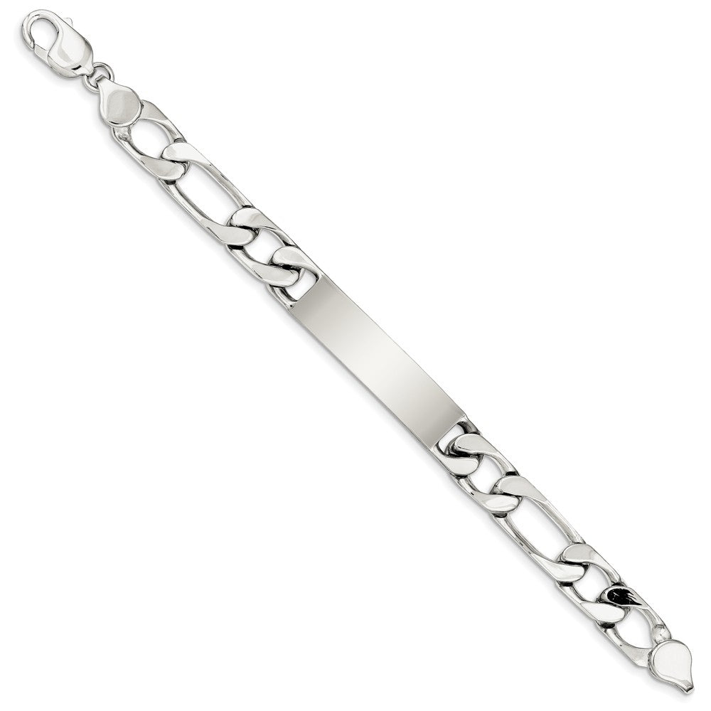 Quality Gold Sterling Silver 8.5 inch Polished Engraveable Figaro Link ID Bracelet