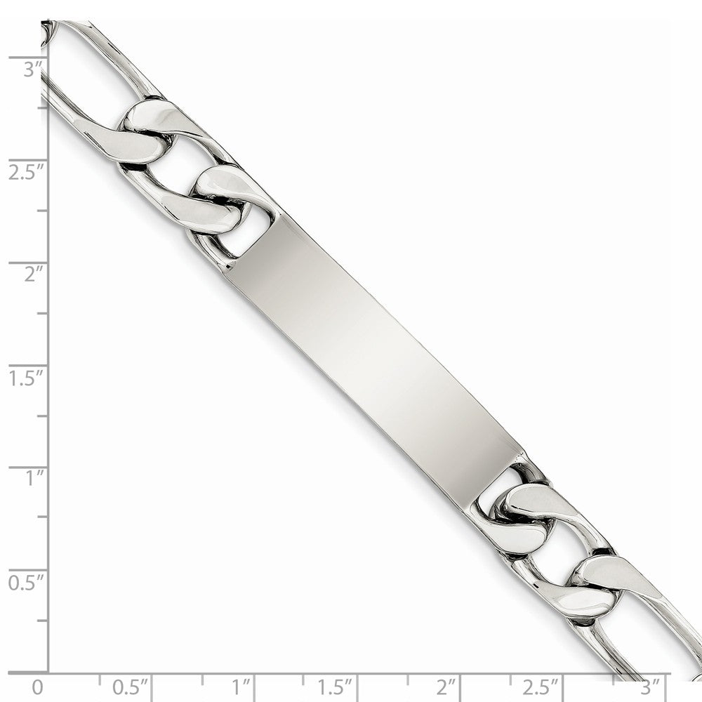 Quality Gold Sterling Silver 8.5 inch Polished Engraveable Figaro Link ID Bracelet