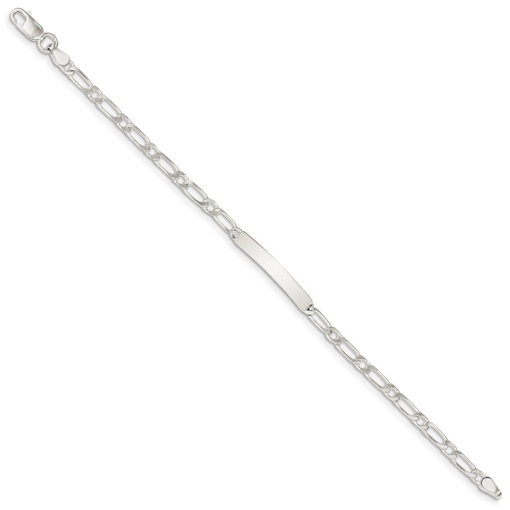 Quality Gold Sterling Silver 8inch Polished Engraveable 1 Figaro Link ID Bracelet