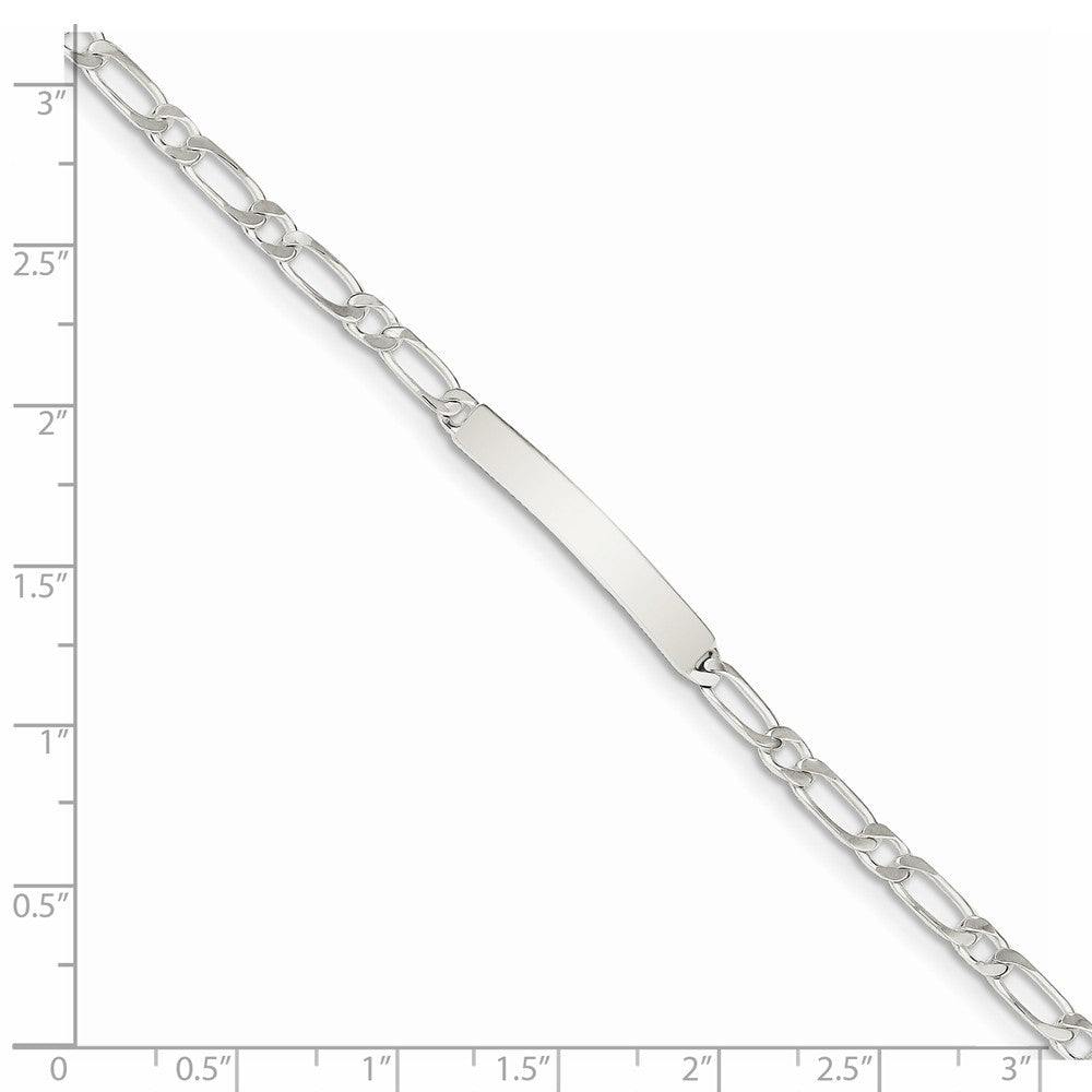 Quality Gold Sterling Silver 8inch Polished Engraveable 1 Figaro Link ID Bracelet