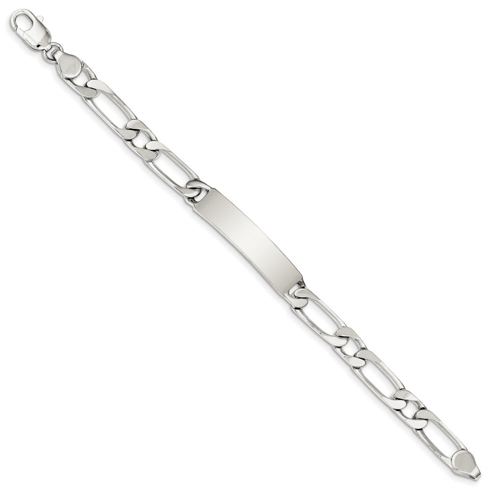 Quality Gold Sterling Silver 8.5inch Polished Engraveable 1 Figaro Link ID Bracelet