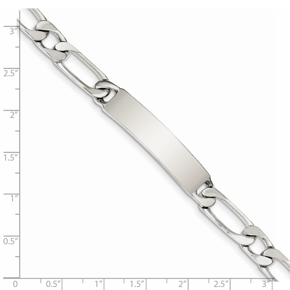 Quality Gold Sterling Silver 8.5inch Polished Engraveable 1 Figaro Link ID Bracelet